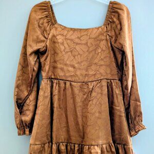 Rare Editions Big Girls Long Sleeve Jacquard Charmeuse Fit Flare Dress Size 12